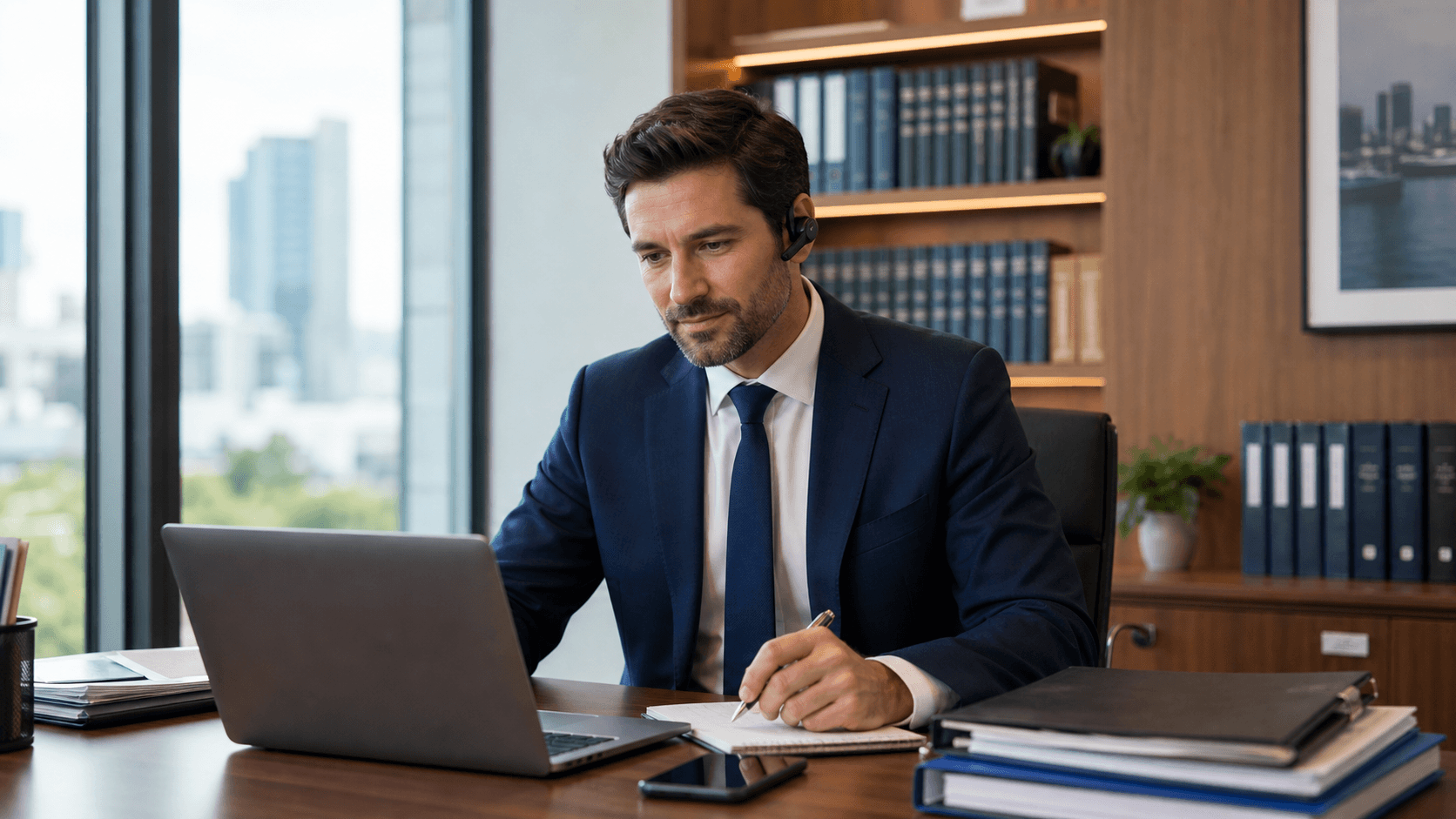 Attorney following up after reviewing an intake record from a polished law office